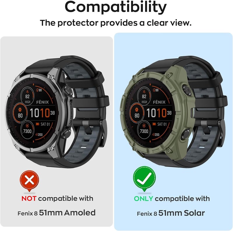 ISABAKE Case Cover Compatible with Garmin Fenix 8 51MM Sloar, Soft and Flexible Anti Drop TPU Bumper Frame Rugged Replacement Protective Cases for Garmin Fenix 8 51MM Solar - Image 3